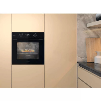 Whirlpool Духовий шафа електричний, 71л, A+, дисплей, конвекція, телескопічні напрямні, пара, чорний