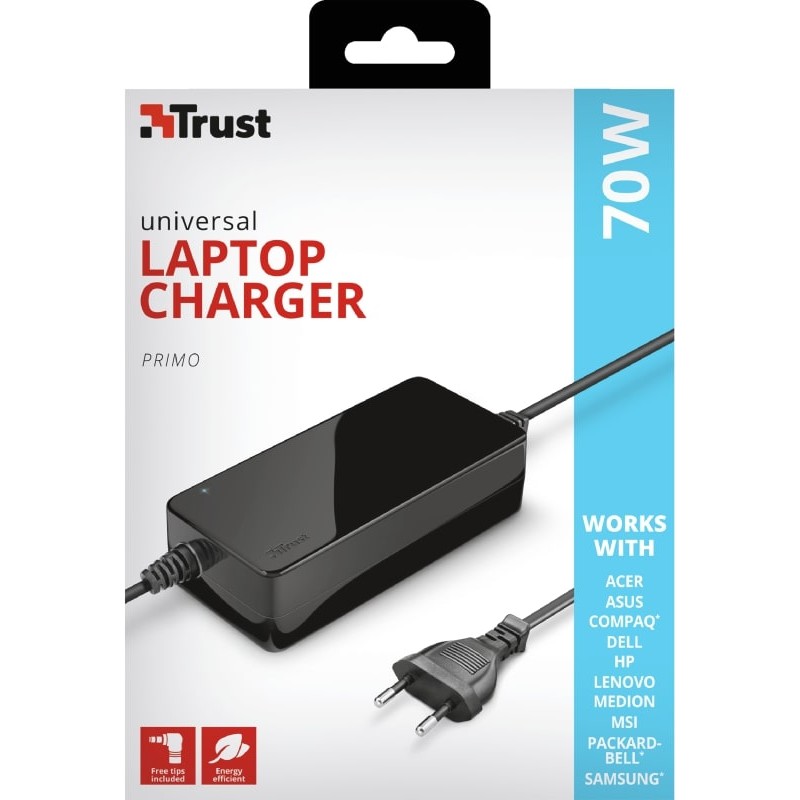 Trust Primo 70W-19V Universal Laptop Charger BLACK