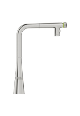 Grohe Змішувач для кухні Scala, довж.виливу - 200мм, поворотний, витяжний, вентиль + кнопка, супер сталь