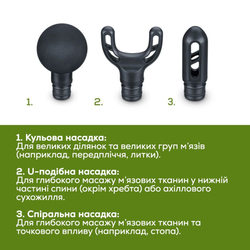 Beurer Масажер для тіла, літій- іонний акум., вага - 0,49кг, 3 насадки, чорний