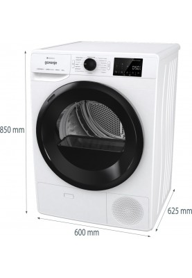 Gorenje Сушильна машина конденсаційна, 8кг, A+++, 60см, дисплей, Wi-Fi, білий