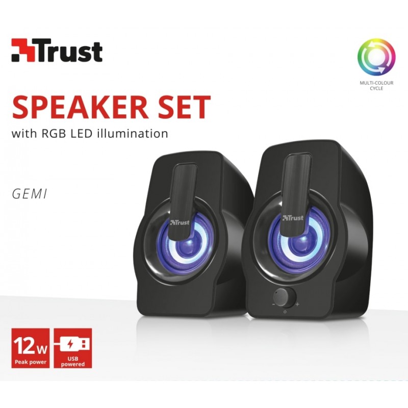 Trust Акустична система (Колонки) 2.0 Gemi RGB USB Black