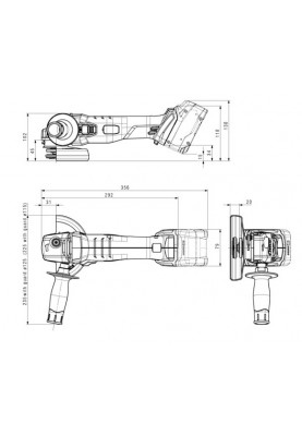 Metabo Шліфмашина кутова акумуляторна W 18 L 9-125, 8500об/хв, М14, 1.6кг, без АКБ та ЗП