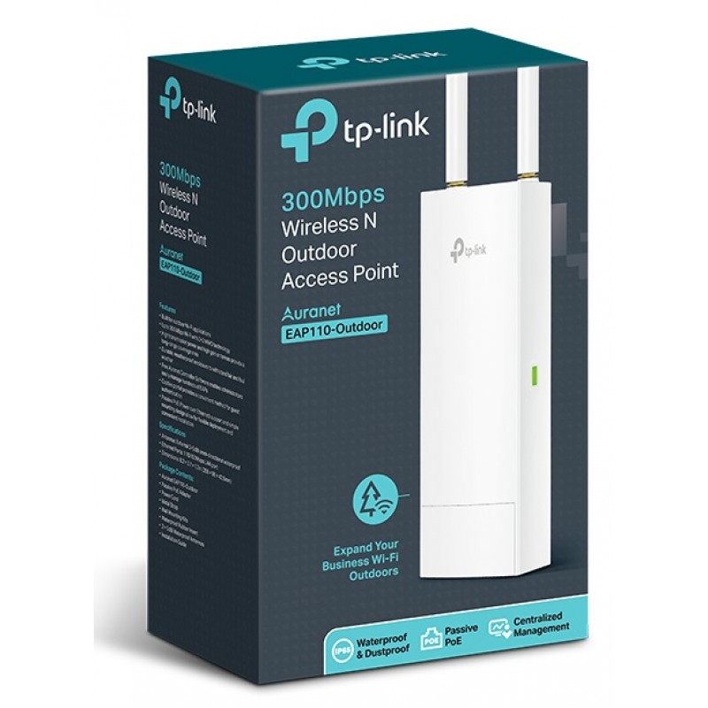 TP-Link Точка доступу EAP110 OUTDOOR N300 1хFE LAN passive PoE зовнішня