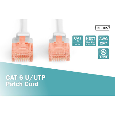 Digitus Патч-корд CAT 6 UTP, 30м, AWG 26/7, Cu, LSZH, сірий Digitus Патч-корд CAT 6 UTP, 30м, AWG 26/7, Cu, LSZH, сірий