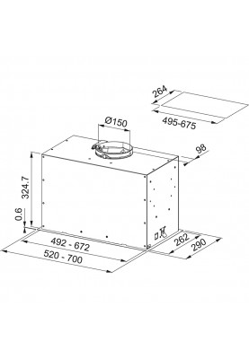 Franke Витяжка вбудовувана Box Flush EVO, 52см, 1035м3г, FBFE WH MATT A52, білий матовий