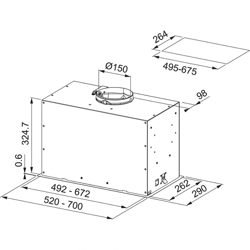 Franke Витяжка вбудовувана Box Flush EVO, 52см, 1035м3г, FBFE WH MATT A52, білий матовий