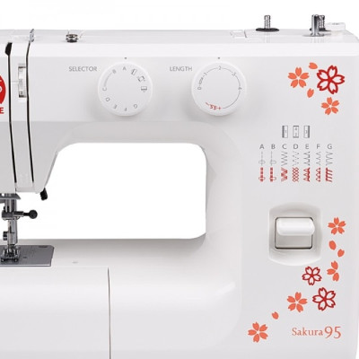 Janome Швейна машина SAKURA95, електромех., 60Вт, 15 шв.оп., петля напівавтомат, білий