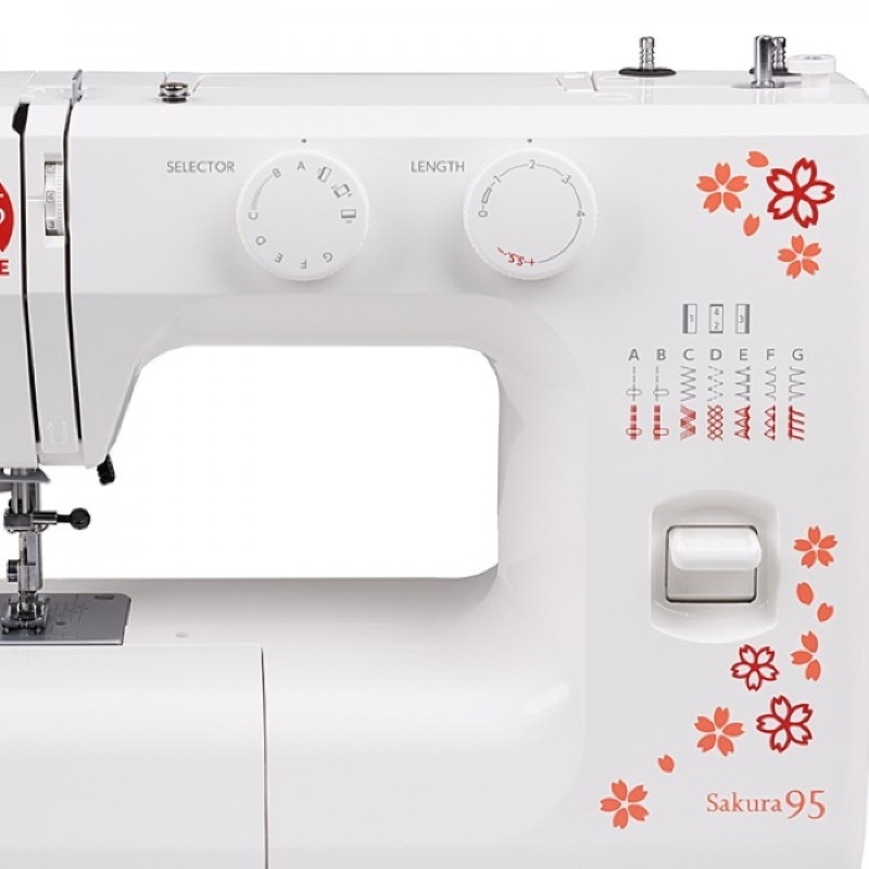 Janome Швейна машина SAKURA95, електромех., 60Вт, 15 шв.оп., петля напівавтомат, білий