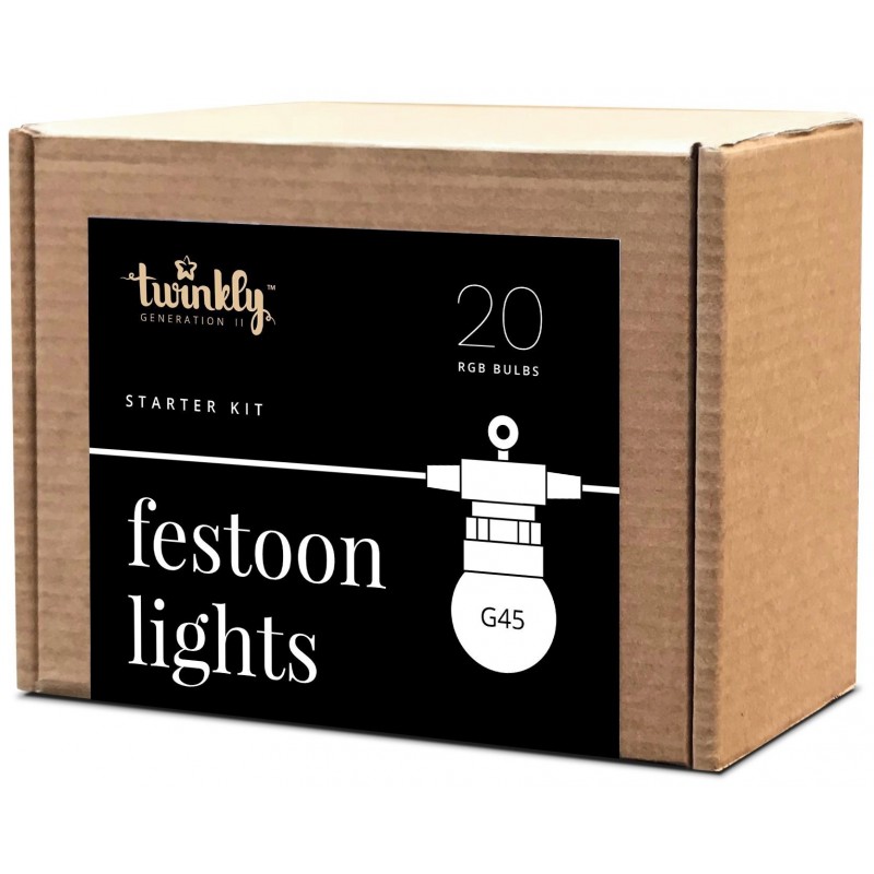 Twinkly Гірлянда Smart LED Twinkly Festoon RGB 20, G45, Gen II, IP44, 10м, кабель чорний