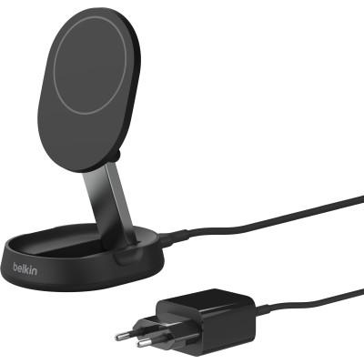 Belkin Зарядний пристрій бездротовий 15Вт Magnetic Stand Qi2, адаптер 20Вт USB-C, чорний