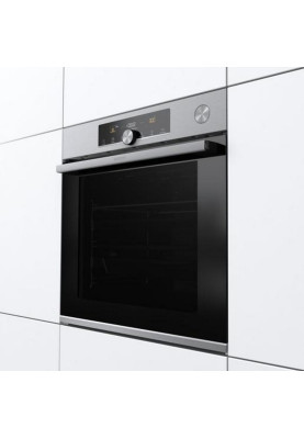 Gorenje Духова шафа електрична, 77л, A+, TouchFree, пара, дисплей, Wi-Fi керування, піроліз, готув. на різн рівнях, нерж
