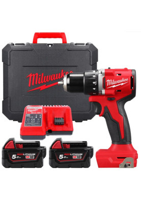 Milwaukee Шурупокрут-дриль акумуляторний BLDDRC-502С 18В 2х5А·рік 60.5Нм 0·1700об·хв ЗП M12-18C кейс 1.5кг