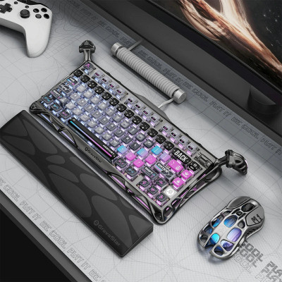 GravaStar Клавіатура механічна GravaStar K1 Pro 80keys, GravaStar x Kailh Speedy Mint, BT/WL/USB, cyberpunk