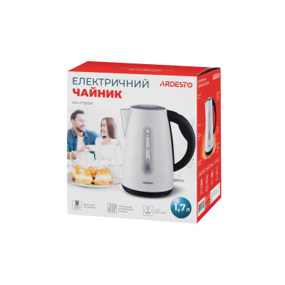 ARDESTO Електрочайник  1.7л, Strix, метал, білий