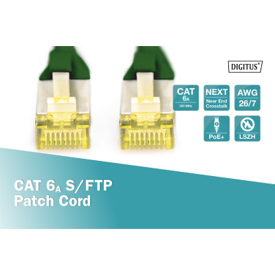 Digitus Патч-корд CAT 6а SF-UTP, 20м, AWG 26/7, Cu, LSZH, зелений