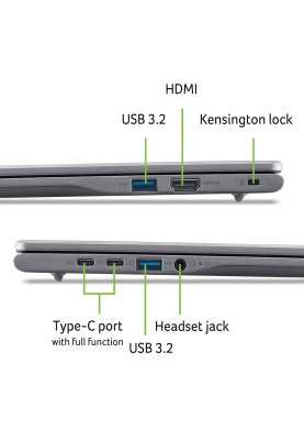 Acer Ноутбук Acer Chromebook Plus CB516-1H 16" WUXGA IPS, Intel i5-1334U, 16GB, F512GB, UMA, ChromeOS, сірий