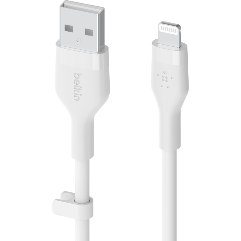 Belkin Кабель заряджання/синхронізації USB-A > Lightning, 2м, силіконовий з кліпсою, білий