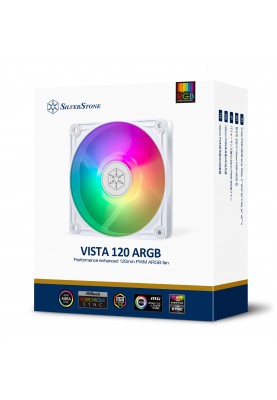 SilverStone Корпусний вентилятор Vista VS120W-ARGB, 120mm, 2000rpm, 4pin PWM, 4-1 pin ARGB (5V LED), 30,6dBa