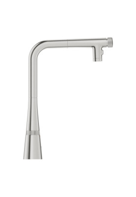 Grohe Змішувач для кухні Scala, довж.виливу - 200мм, поворотний, витяжний, вентиль + кнопка, супер сталь