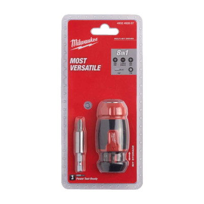 Milwaukee Викрутка , 8 насадок, руків'я двокомпонентне, PH1,PH2,PZ1,PZ2,T15,SL 0.6x4.5,SL 1.2x6.5мм