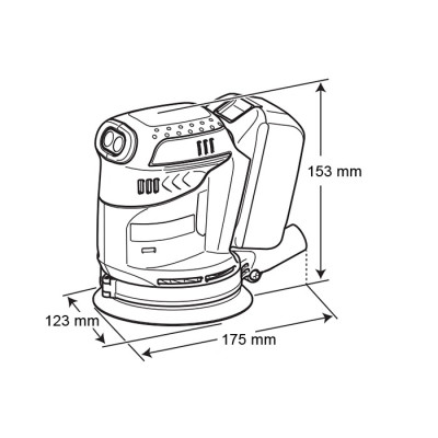Makita Шліфмашина ексцентрикова DBO180Z акумуляторна, 18В, 125мм, 7000/9500/11000 об/хв, 1.7 кг, SOLO
