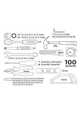 Top Tools Набір інструментів, 1/4", 3/8", 100шт, універсальний