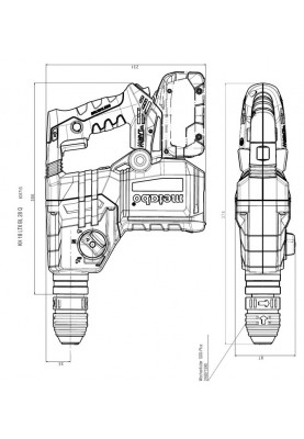 Metabo Перфоратор KH 18 LTX BL 28 Q акумуляторний, LiHD, 18В, SDS-plus, 3Дж, 3 режими, 0-1000об/мин, 3.4кг, без АКБ та ЗП