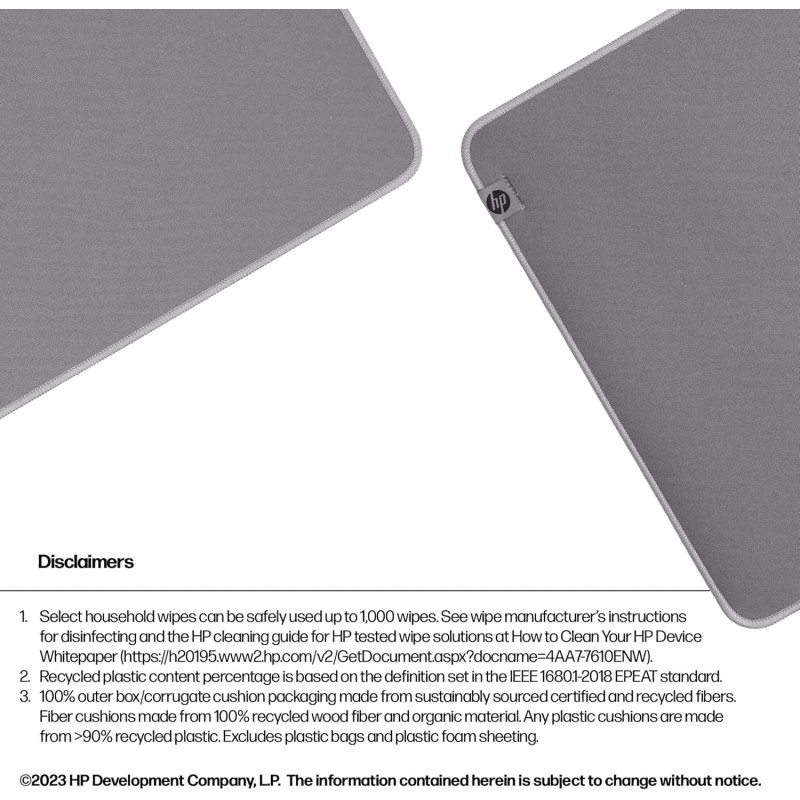 HP Ігрова поверхня 205 Sanitizable, XL, (700х300х2мм), сірий