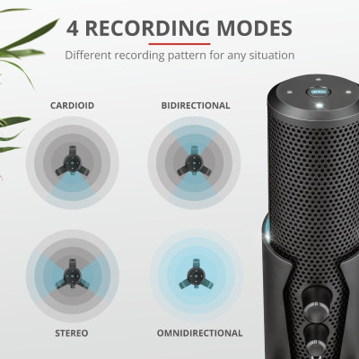 Trust GXT 258 Fyru USB 4-in-1 Streaming Microphone Black