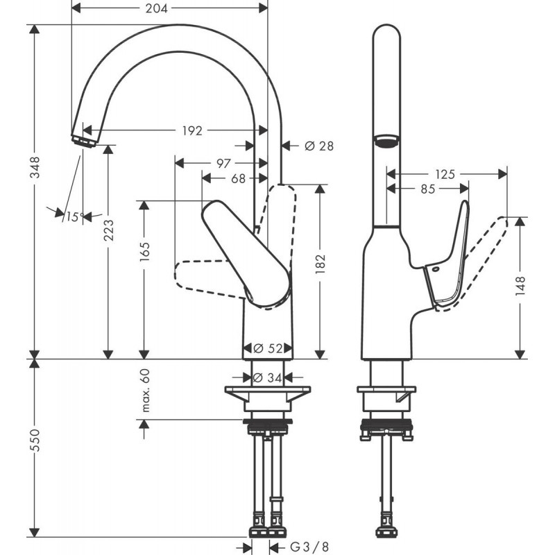 Hansgrohe Змішувач Focus M42 для кухонної мийки 71802000