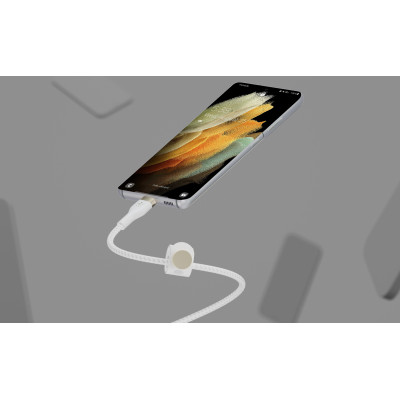 Belkin Кабель USB-С - USB-C плетений, силіконовий, з ремінцем на магніті, 1м, білий