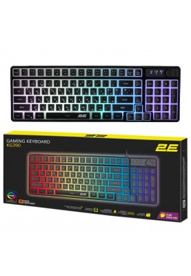 2E Gaming Клавіатура мембранна KG390 100key, USB-A/WL/BT, EN/UA, RGB, чорний