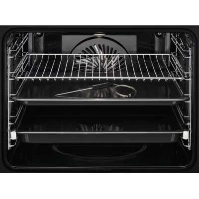 Electrolux Духова шафа електрична, 71л, A+, дисплей, конвекція, піроліз, телескопічні напрямні, чорний+нерж