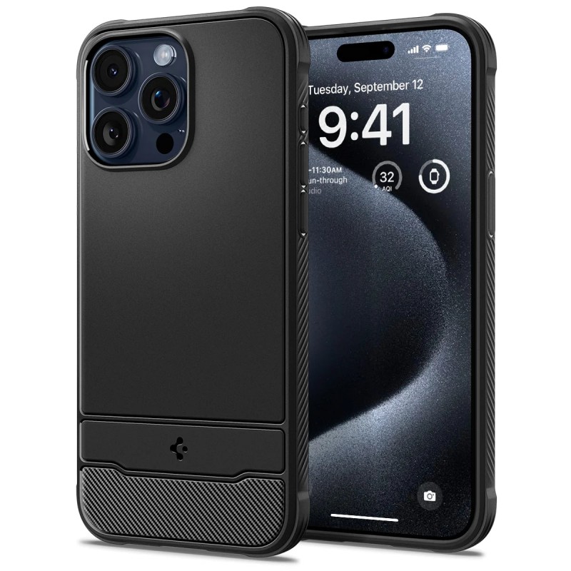 Spigen Чохол для Apple iPhone 15 Pro Rugged Armor MagFit, Matte Black