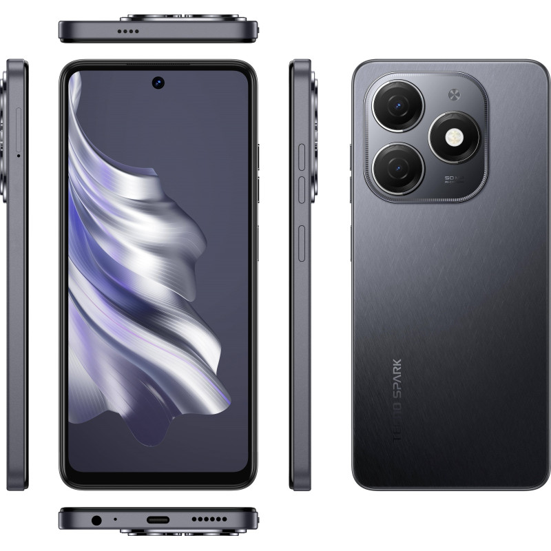 TECNO Смартфон Spark 20 (KJ5n) 6.56" 8/256ГБ, 2SIM, 5000мА•год, Gravity Black