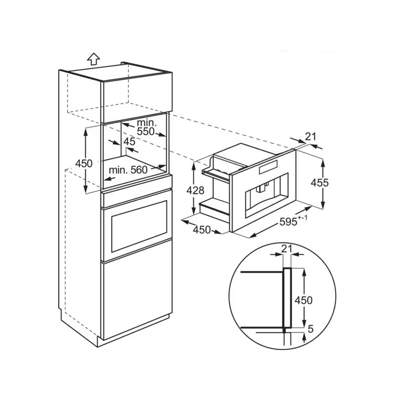 Electrolux Кавомашина вбудована, 2,5л, зерно+мелена, автомат.капуч, дисплей, сернор.керування, підсвітка, чорний