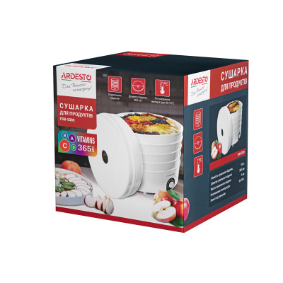 ARDESTO Сушарка для продуктів FDB-5385, 520Вт, піддонів -5x4см, діаметр-38,5см, макс-70°С, рег.темп, пластик , білий ARDESTO Сушарка для продуктів FDB-5385, 520Вт, піддонів -5x4см, діаметр-38,5см, макс-70°С, рег.темп, пластик , білий