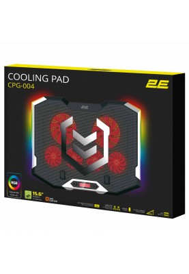 2E Gaming Підставка для ноутбука CPG-004, до 15.6", 2xUSB-A, LCD/phone holder, RGB, чорний