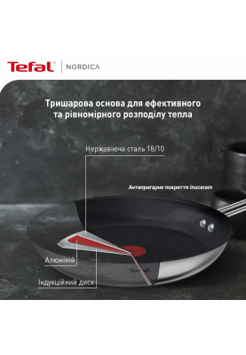 Tefal Сковорода Nordica, 20см, нержавіюча сталь