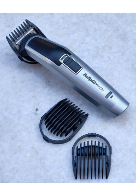 BaByliss Набір для стрижки, для бороди, вусів, голови, носа і тіла, акум., вібраційний мотор, насадок-8, чохол, сталь, сірий