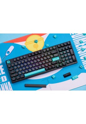 Akko Клавіатура механічна 3098N Black&Cyan 98Key, TTC Honey, BT/WL/USB-A, Hot-swappable, EN/UKR, RGB, Чорний