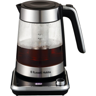 Russell Hobbs Електрочайник Attentiv Kettle, 1.7л, Strix, скло, база зі сховищем для шнура, сірий
