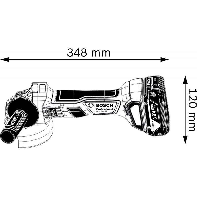 Bosch Шліфмашина кутова акумуляторна Professional GWS 180-LI