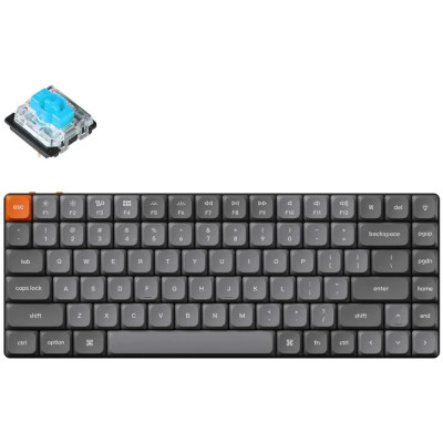 Keychron Клавіатура механічна K3 Max 84Key, Gateron MX 2.0 Blue, WL/BT/USB-A, QMK, Hot-swap, EN/UKR, RGB, чорний
