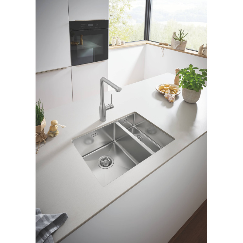 Grohe Мийка кухонна K700U нерж. сталь, прямокут., без крила, 595х450х200мм, чаша - 2, врізна, нерж