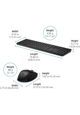 HP Комплект клавіатура та миша НР 650, WL, EN/UK, чорний