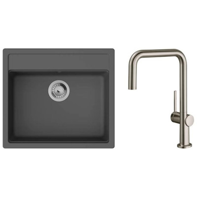 Hansgrohe Набір для кухні, гранітна мийка S520-F510 + зміш. Talis M54, чорний графіт-сталь