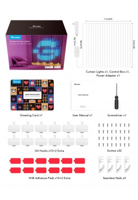 Govee Гірлянда Smart LED H70B1 Curtain Light RGB, 520 LEDs, RGBIC, IP65/IP44, 10м, кабель прозорий