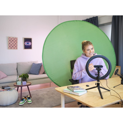 Trust Комплект для стримінгу Maku+ 2-in-1 Streaming Kit, зелений фон та кільцева лампа Trust Комплект для стримінгу Maku+ 2-in-1 Streaming Kit, зелений фон та кільцева лампа